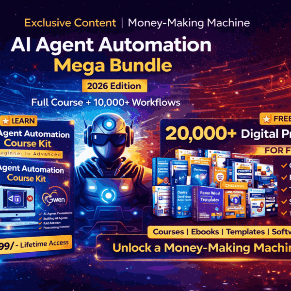 🚀 AI Agent Automation course And 20,000+ Digital Products Mega Bundle (2026 Edition)